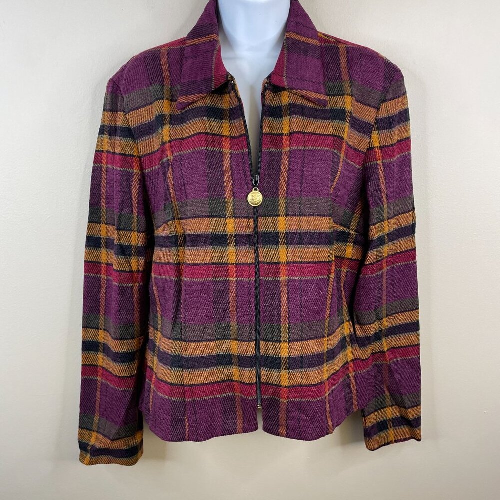 Vintage Academia Old Money Blazer Womens 14 Plaid English Country Jacket Preppy